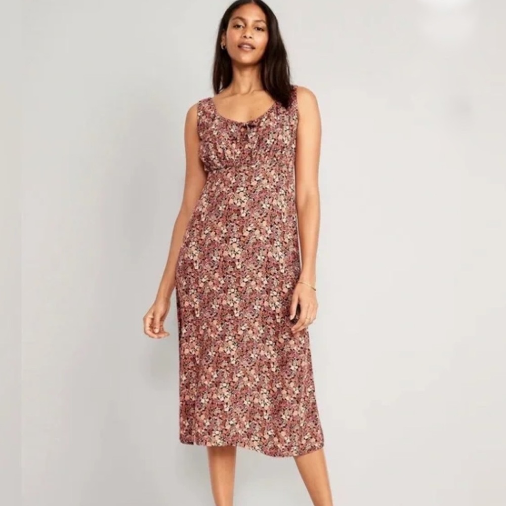 Old Navy Floral Midi Maxi Soft Crepe Dress